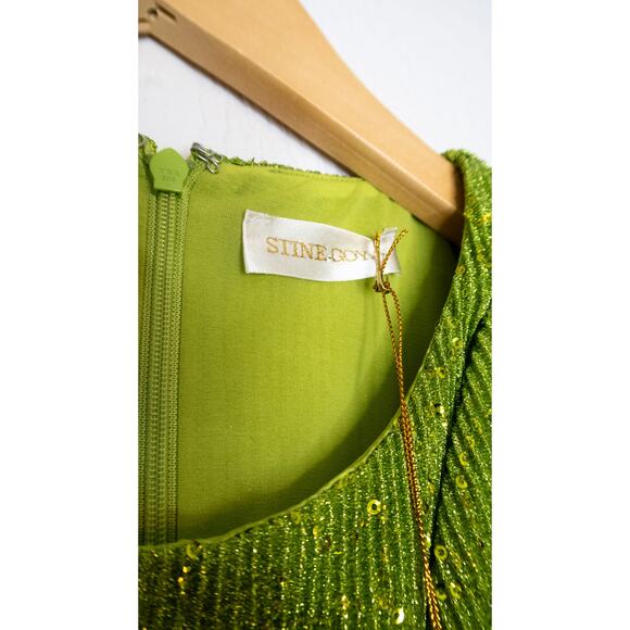 STINE GOYA Louiza Lime Green Sequin Twist Sleeveless Mini Dress US MEDIUM NWT - Picture 5 of 12
